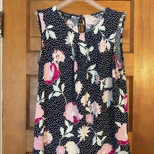 Jones New York Black Floral Sleeveless Blouse Size Large